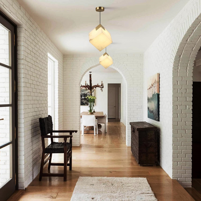 Square Cube Alabaster Pendant Lights