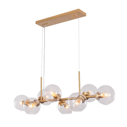 Modern 8 Lights Glass Linear Chandelier