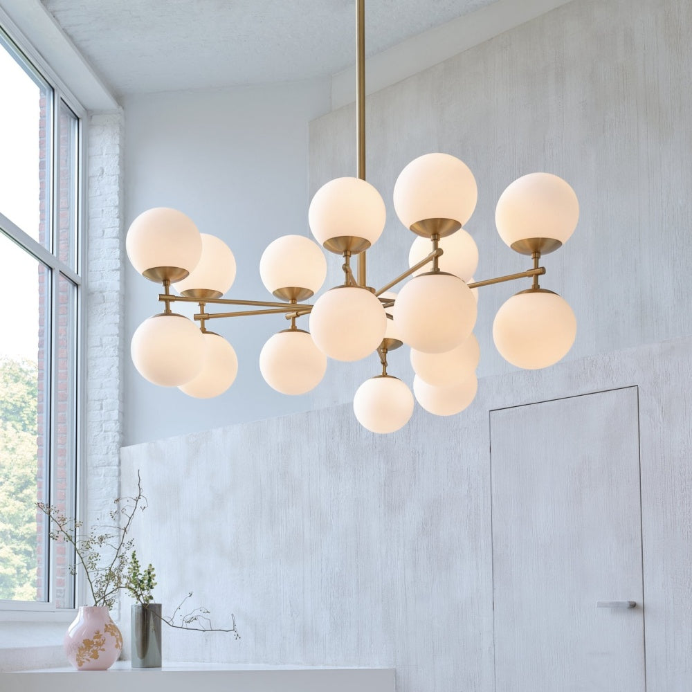 Opal Glass Globes Linear Chandelier