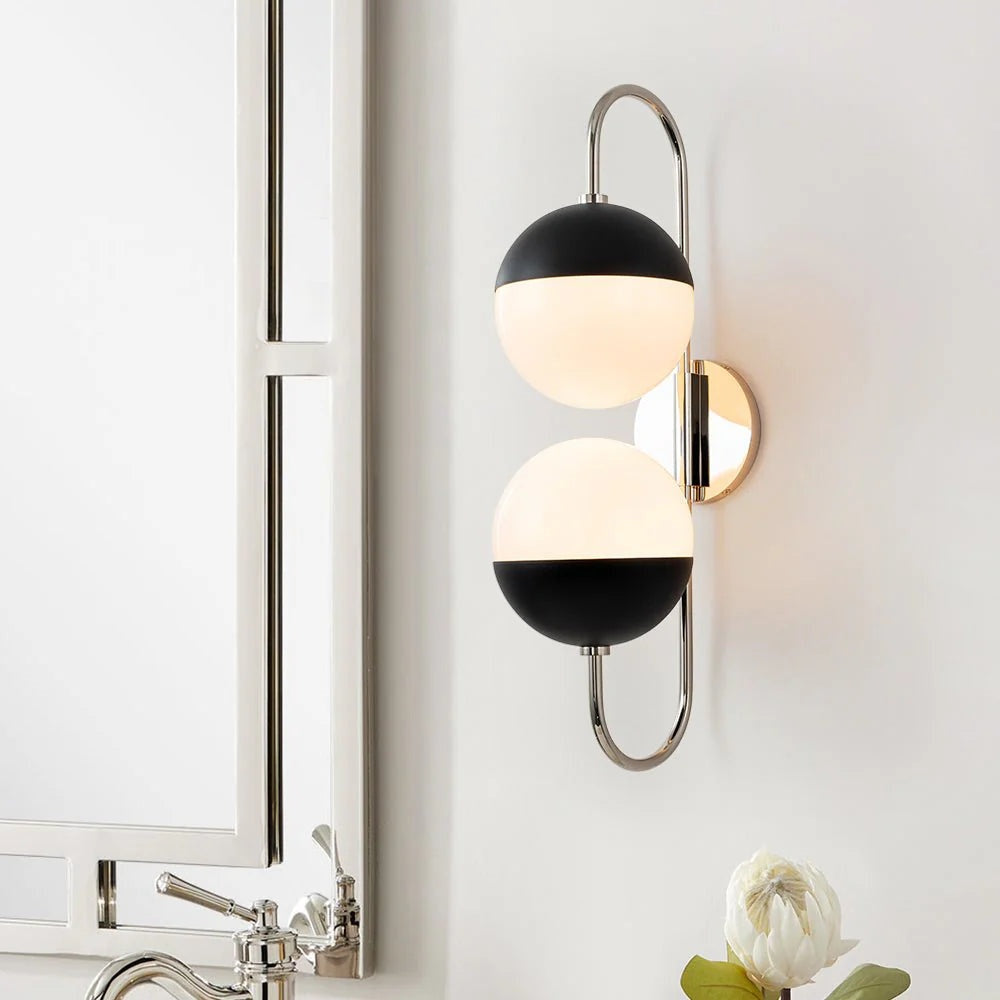 Modern Spherical Opal Glass Wall Sconce