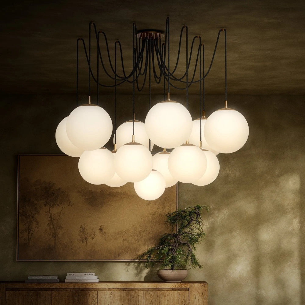 Opal Glass Globes Suspended Chandelier