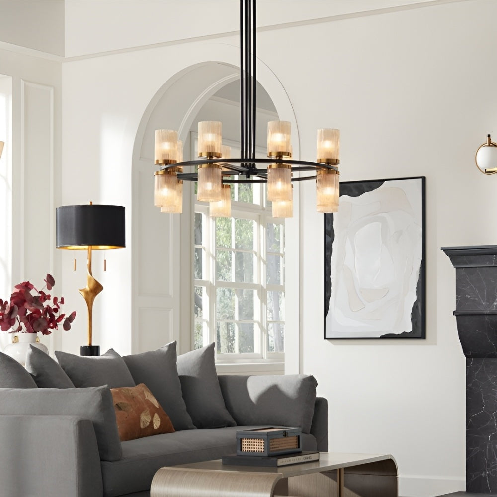 Modern Matte Black Brass Chandelier 35.5"/48"