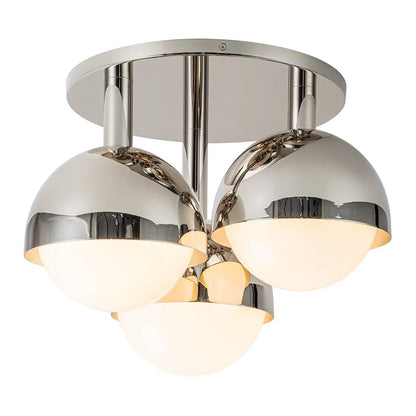 3-Light Modern Mid-Century Opal Glass Semi Flush Mount