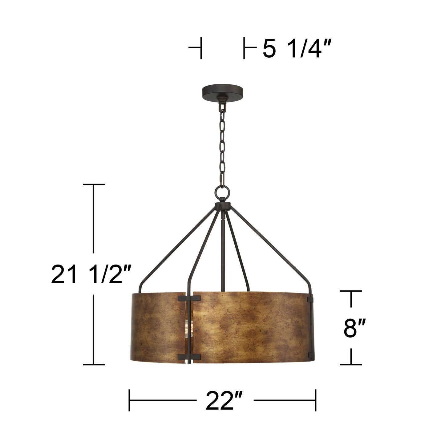 Rustic Bronze Metal Drum Pendant Light