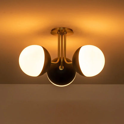 Mid-Century Sputnik Semi Flush Mount with Opal Glass Globes