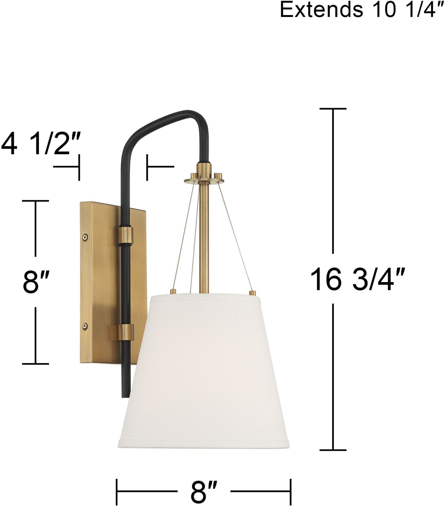 Warm Brass and Black Wall Sconce