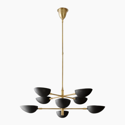 The Zeamas Graphic Chandelier in black offers a bold statement, its cup shades casting dramatic shadows and reflections, perfect for adding depth to your space.