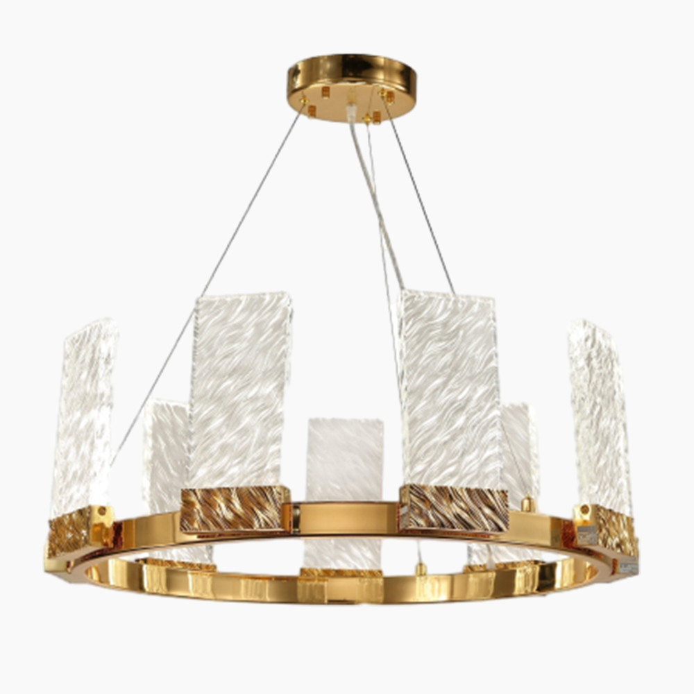 Round LED Glass Crystal Chandelier 1-Tier/2-Tier