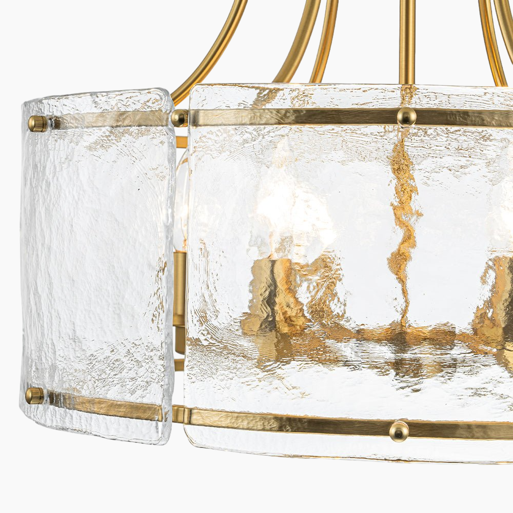 Modern 6-Light Glass Drum Lantern Pendant