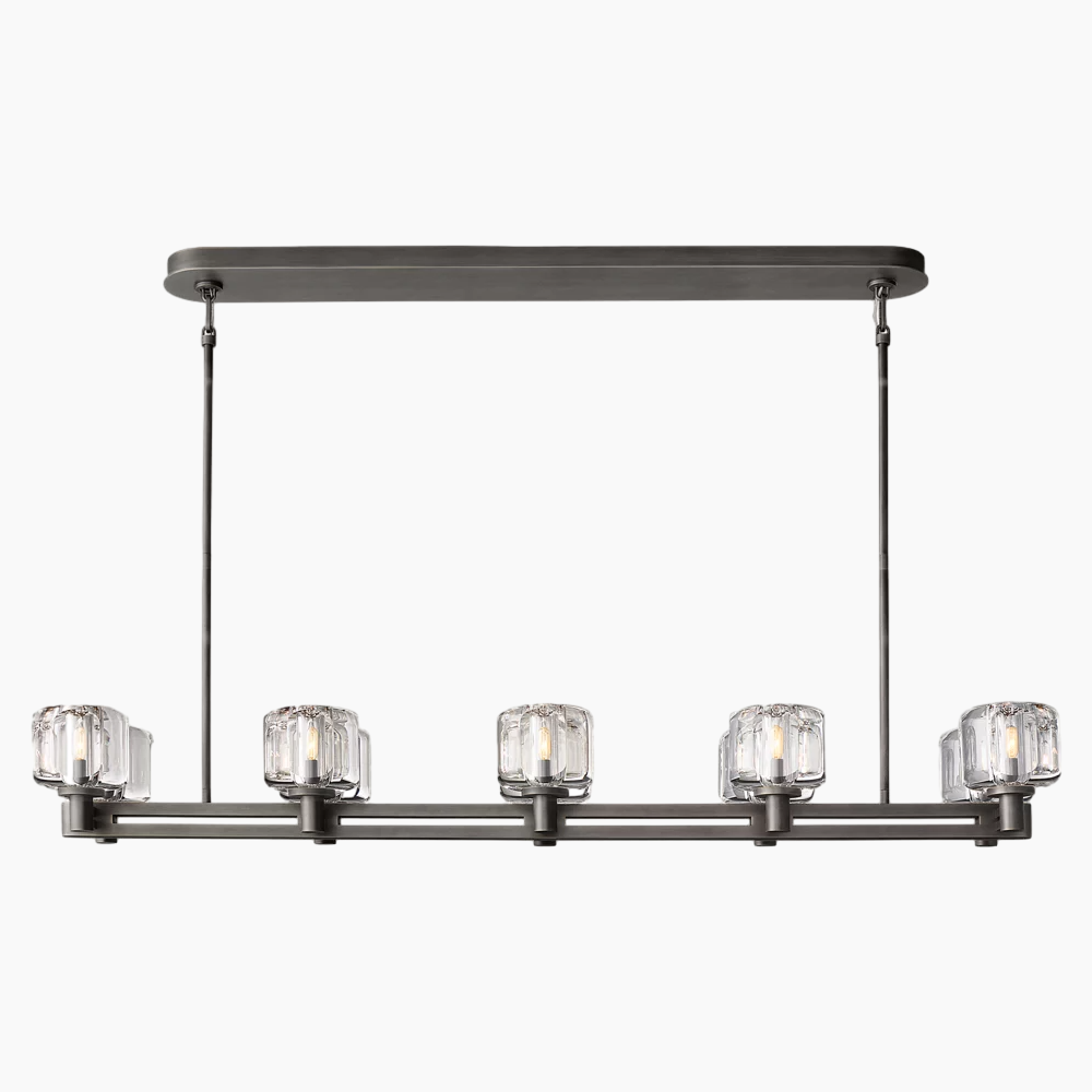 K9 Glass Double Linear Chandelier 54"/72"