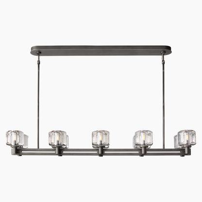 K9 Glass Double Linear Chandelier 54"/72"