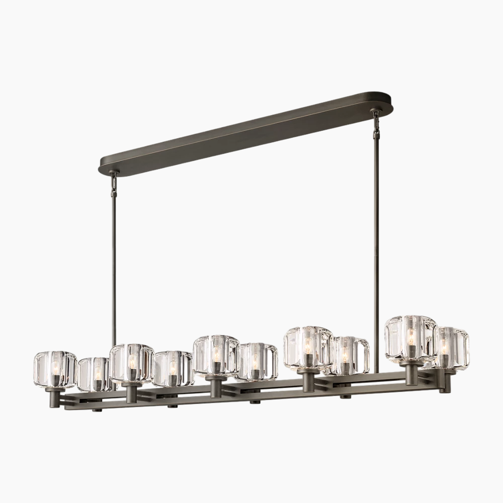 K9 Glass Double Linear Chandelier 54"/72"