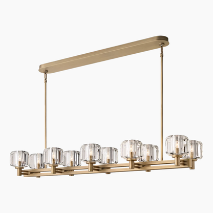 K9 Glass Double Linear Chandelier 54"/72"