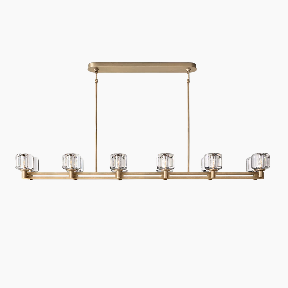 K9 Glass Double Linear Chandelier 54"/72"