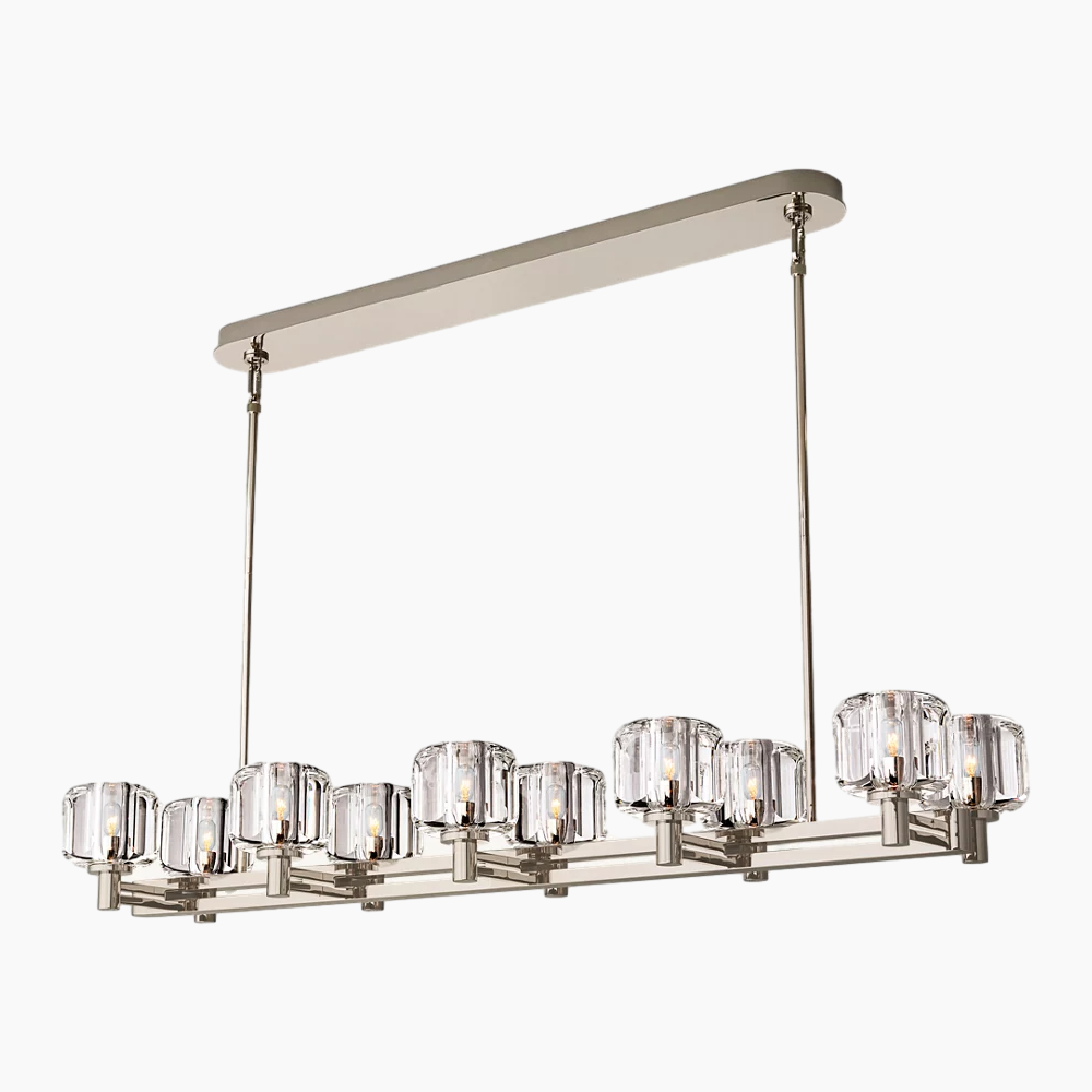 K9 Glass Double Linear Chandelier 54"/72"