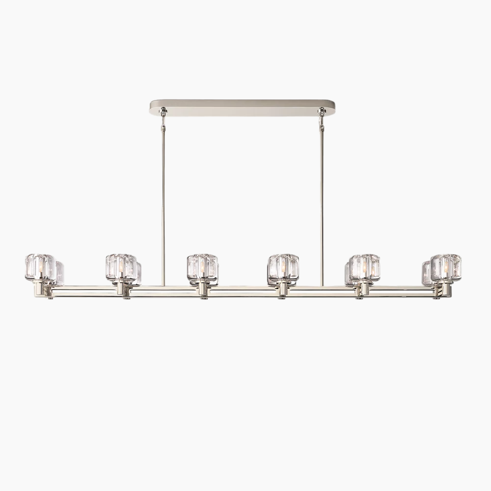 K9 Glass Double Linear Chandelier 54"/72"