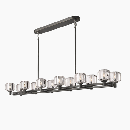 K9 Glass Double Linear Chandelier 54"/72"