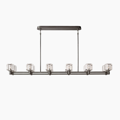 K9 Glass Double Linear Chandelier 54"/72"