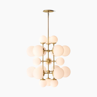 Opal Glass Globes Tall Chandelier