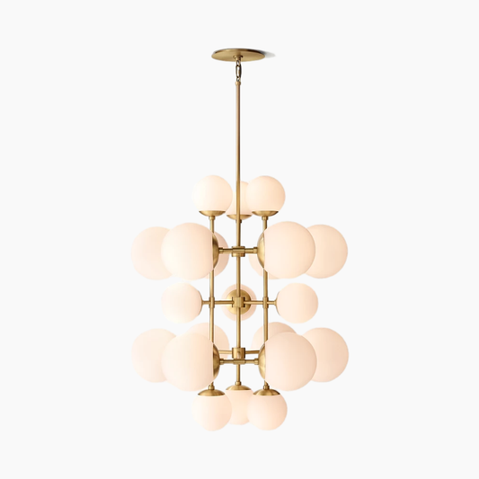 Opal Glass Globes Tall Chandelier