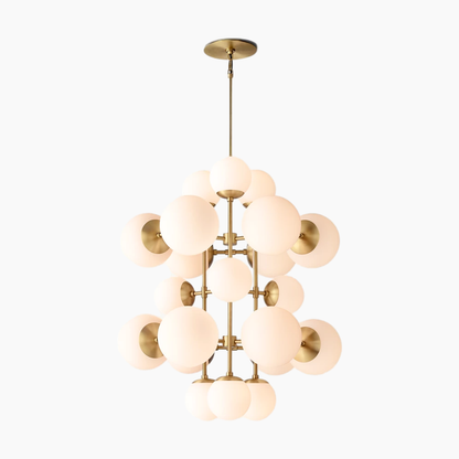 Opal Glass Globes Tall Chandelier