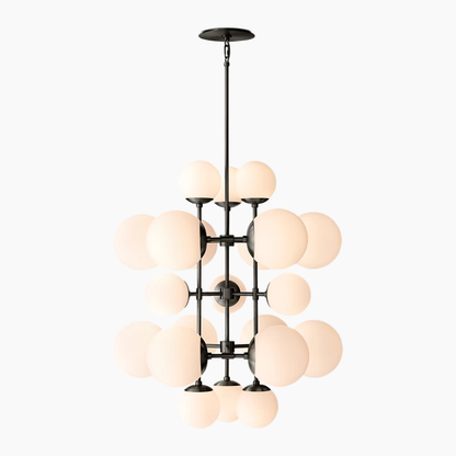 Opal Glass Globes Tall Chandelier