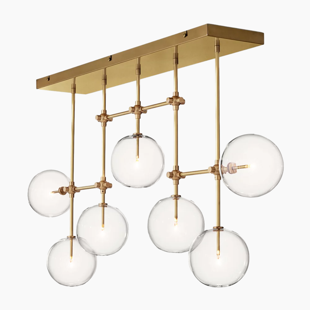 Glass Globe Mobile Linear Chandelier 59"