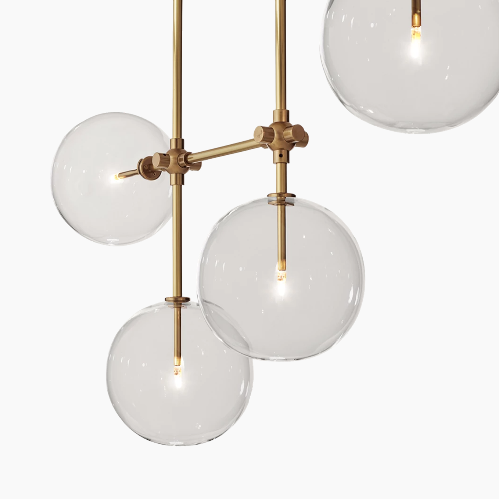 Glass Globe Mobile Linear Chandelier 59"