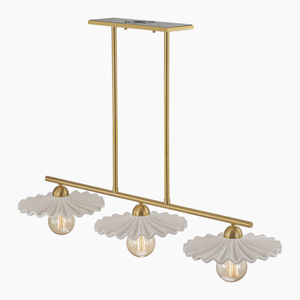 3-Light Aged Brass Linear Island Chandelier