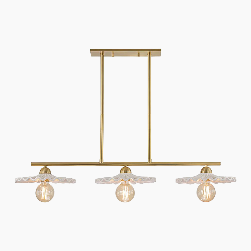 3-Light Aged Brass Linear Island Chandelier