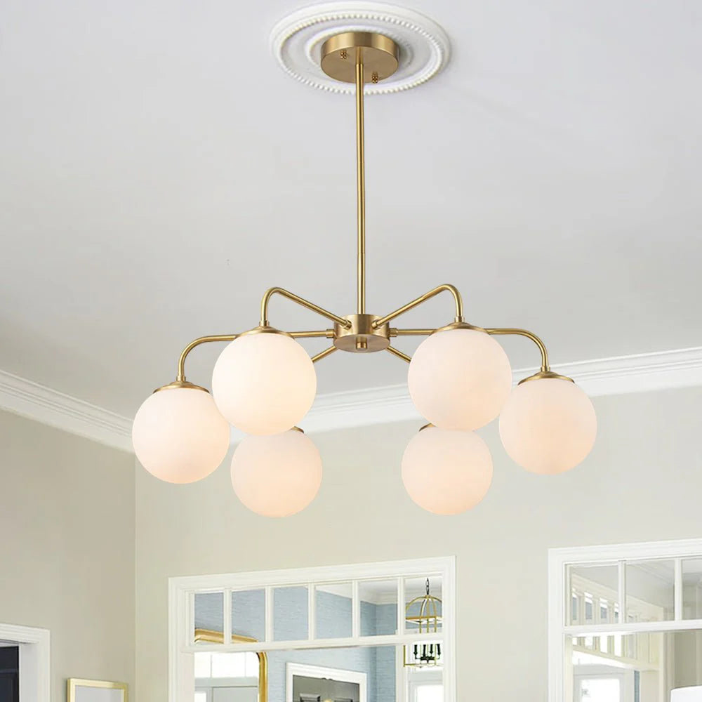 6-Light Modern Bubble Milky Glass Globe Chandelier