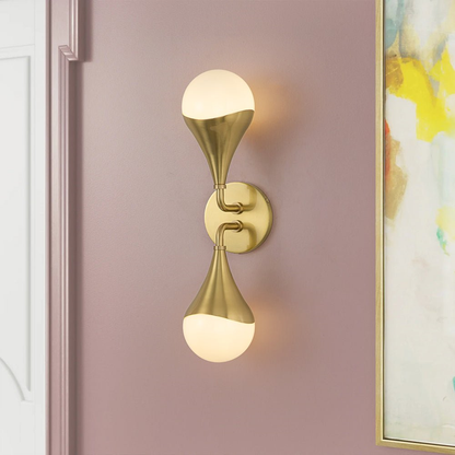 2-Light Modern Teardrop Opal Globe Wall Sconce