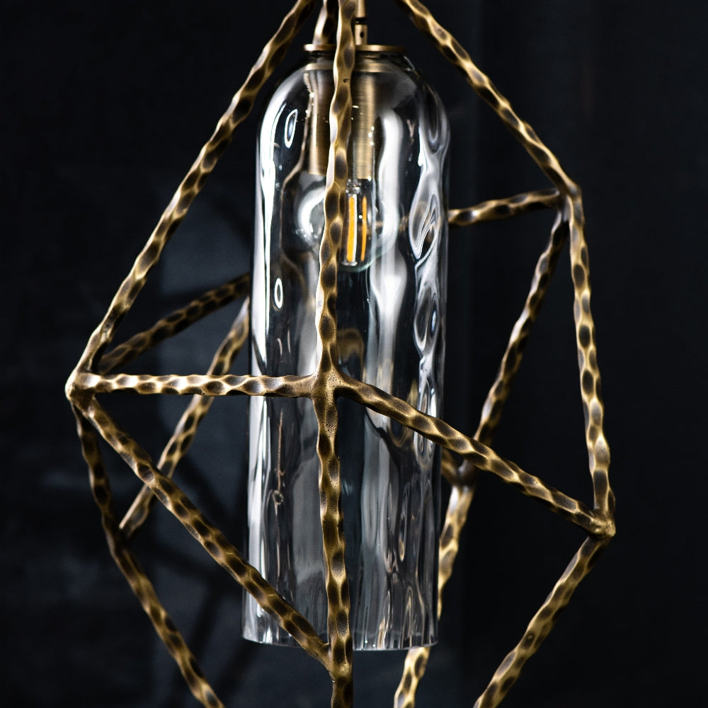 Geometric Smoked Glass Pendant Light