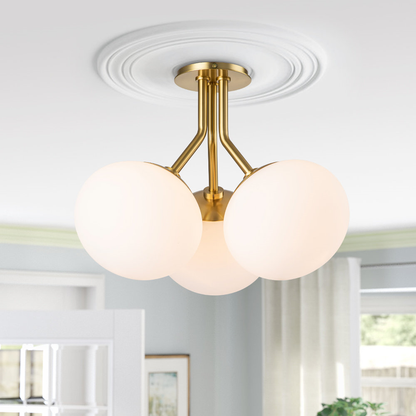 4-Light Frosted Opal Glass Globe Sputnik Semi Flush Mount