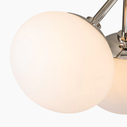 4-Light Frosted Opal Glass Globe Sputnik Semi Flush Mount