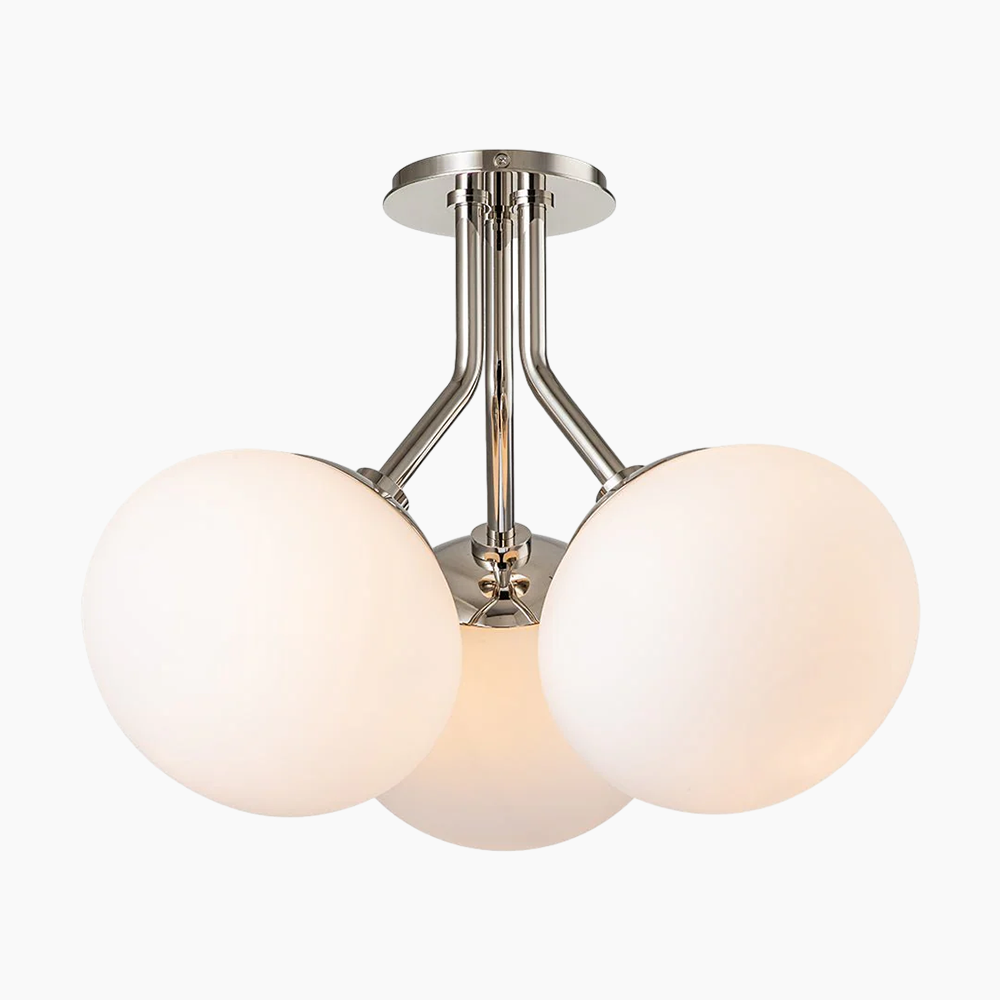 4-Light Frosted Opal Glass Globe Sputnik Semi Flush Mount