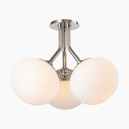 4-Light Frosted Opal Glass Globe Sputnik Semi Flush Mount