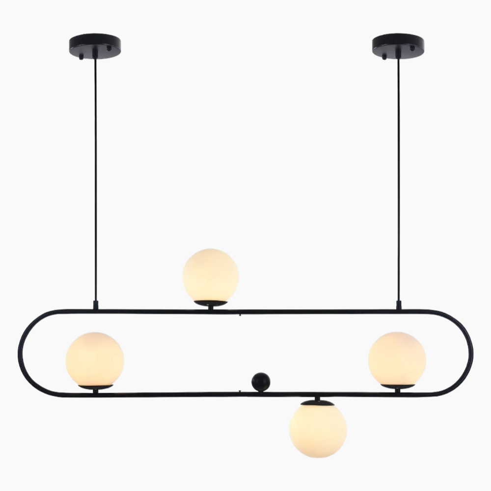 Mid-Century Modern 4 Light Oval Ring Chandelier