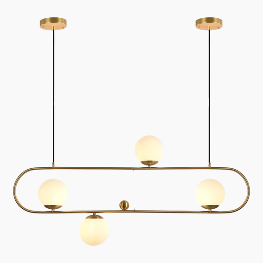 Mid-Century Modern 4 Light Oval Ring Chandelier