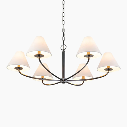 6-Light Mid-century Curved Arm Metal Chandelier