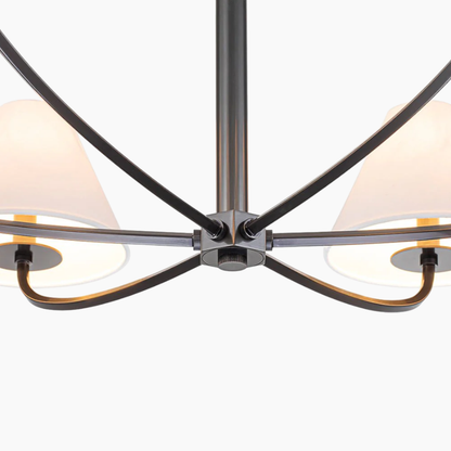 6-Light Mid-century Curved Arm Metal Chandelier