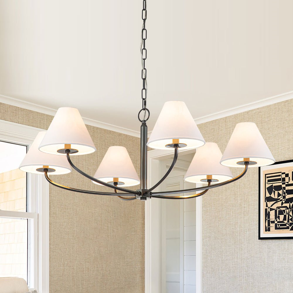 6-Light Mid-century Curved Arm Metal Chandelier