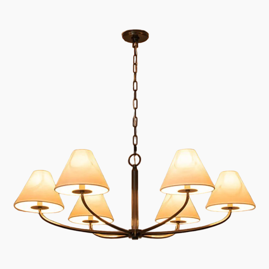 6-Light Mid-century Curved Arm Metal Chandelier