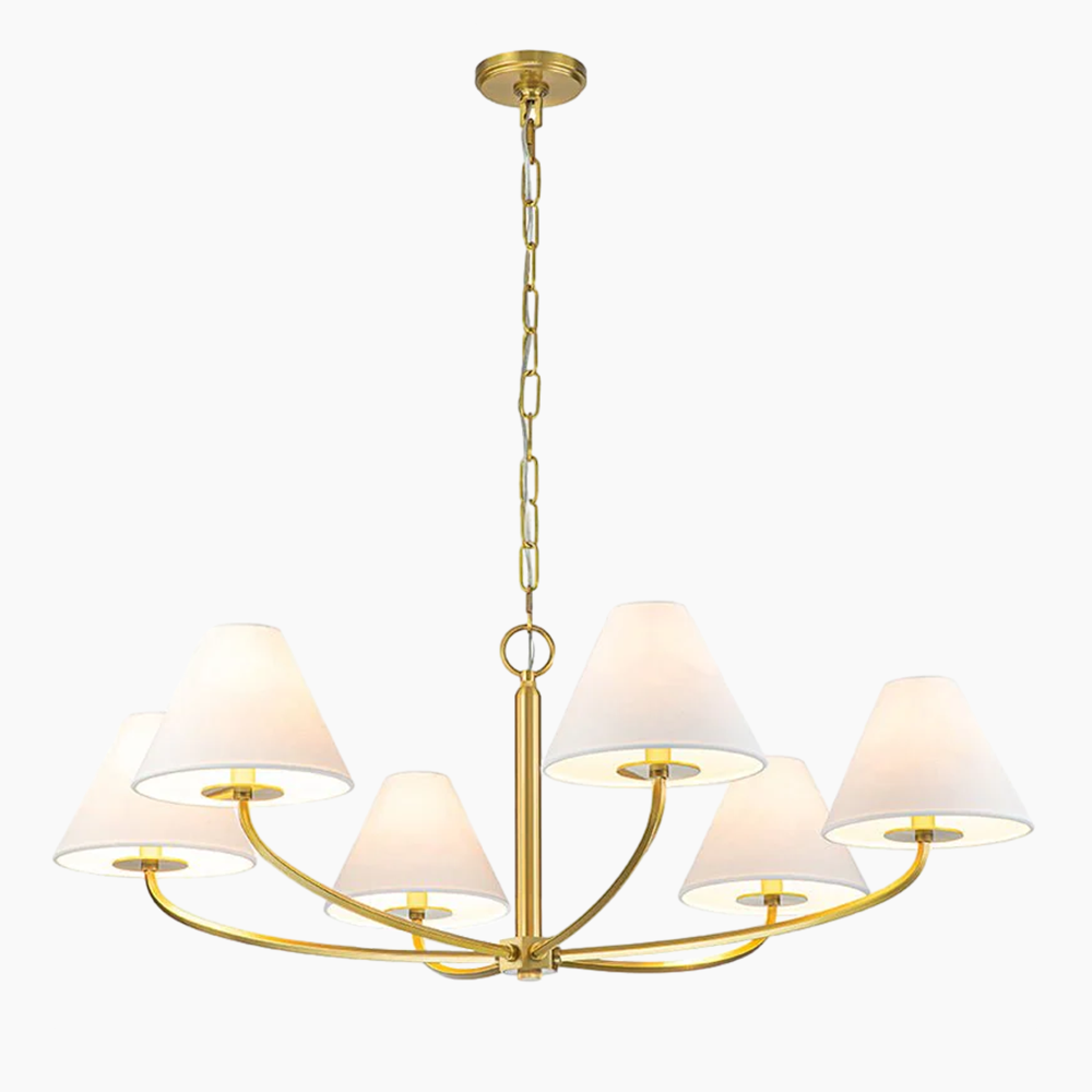 6-Light Mid-century Curved Arm Metal Chandelier