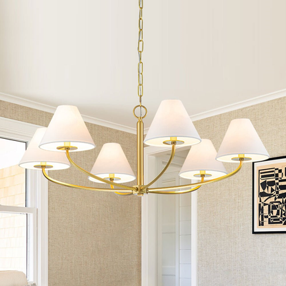 6-Light Mid-century Curved Arm Metal Chandelier