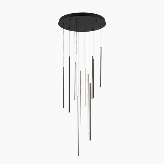 Modern Black LED High Ceiling Cluster Chandelier