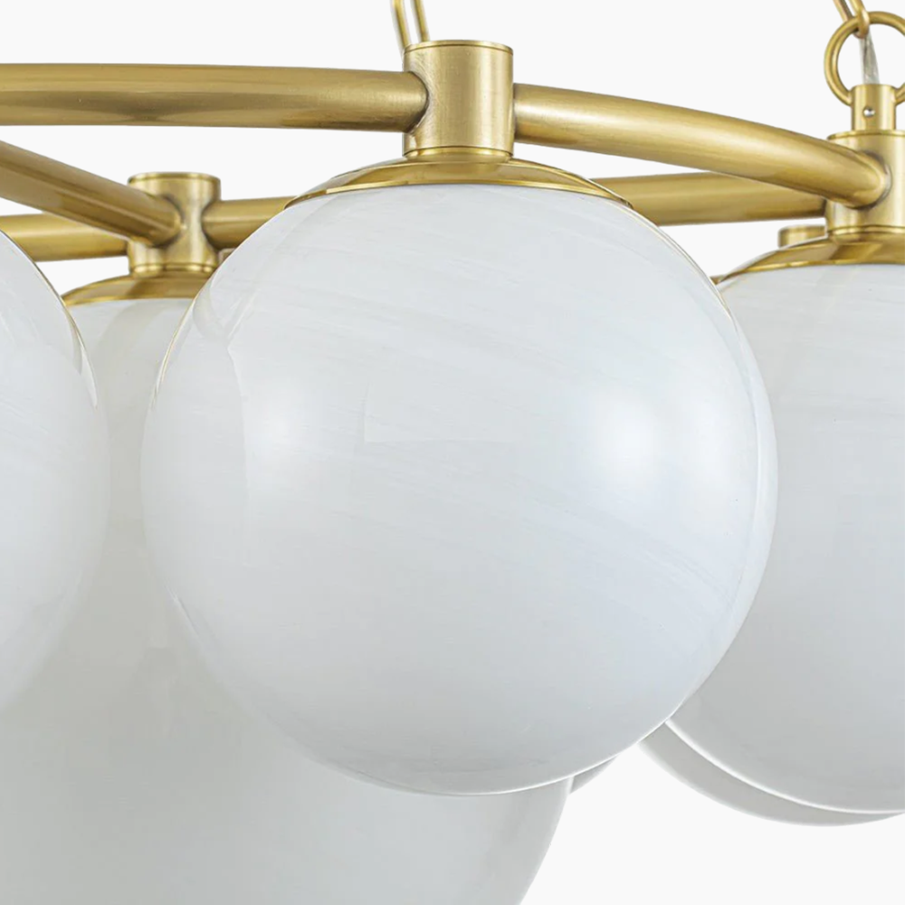 9-Light Modern Opal Globes Bubble Cluster Chandelier