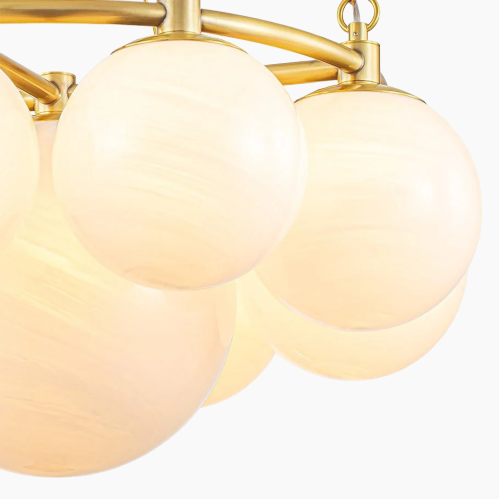 9-Light Modern Opal Globes Bubble Cluster Chandelier