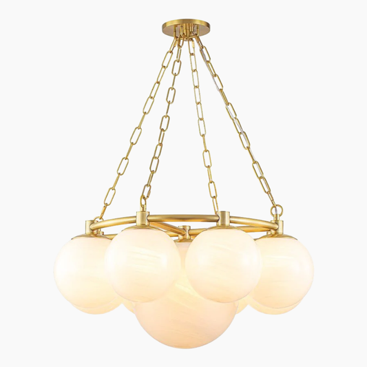 9-Light Modern Opal Globes Bubble Cluster Chandelier