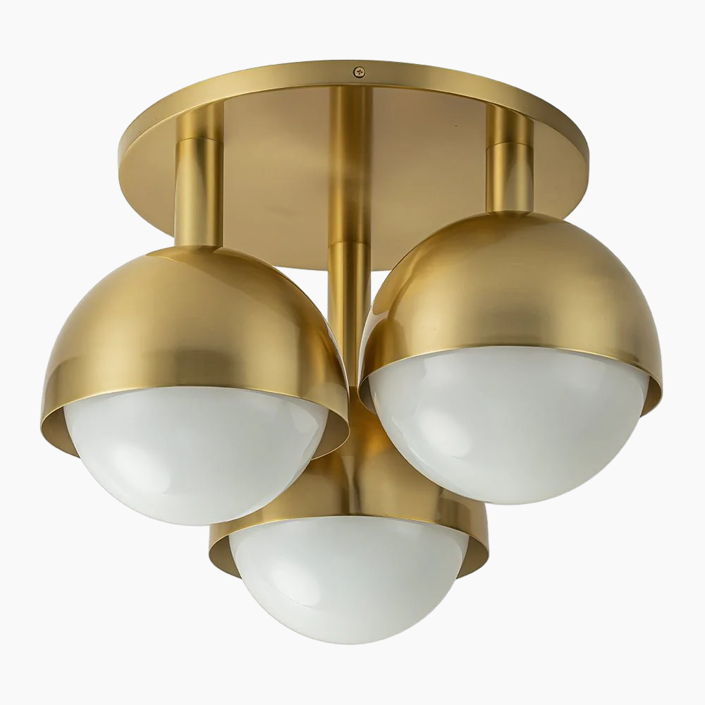 3-Light Modern Mid-Century Opal Glass Semi Flush Mount